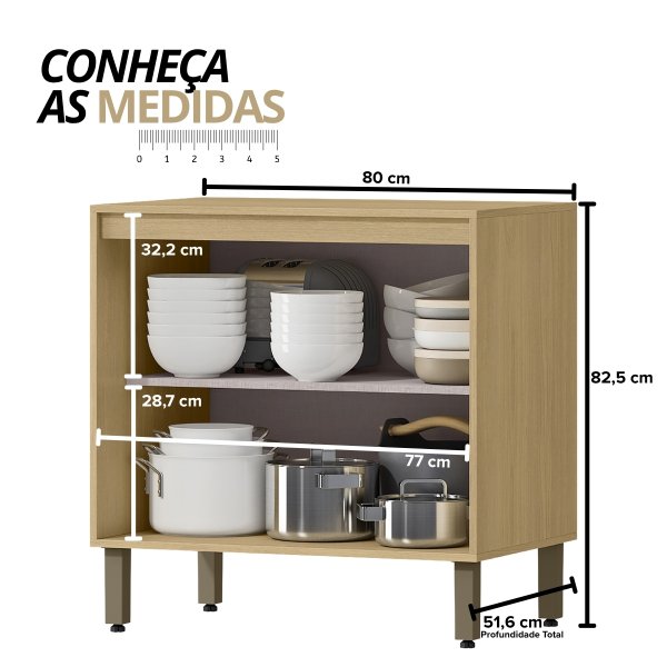 09 armario modulo de cozinha balcao 2 portas gloria