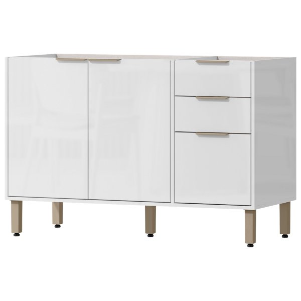 04 balcao de pia para cozinha 120cm sem cuba gloria castanho off white