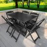 08 conjunto mesa de mdf 120x70 com 6 cadeiras dobraveis fpf