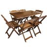 05 conjunto mesa de mdf 120x70 com 6 cadeiras dobraveis fpf imbuia