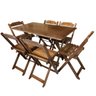 06 conjunto mesa de mdf 120x70 com 6 cadeiras dobraveis fpf imbuia