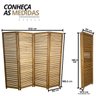 02 biombo decorativo de madeira 4 folhas ripado sanfonado maju