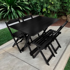 01 conjunto mesa dobravel 120x70 mdf com 4 cadeiras fpf