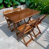 01 conjunto mesa dobravel 120x70 mdf com 4 cadeiras fpf imbuia