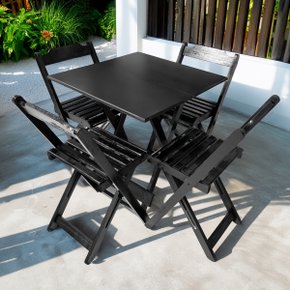 08 conjunto mesa dobravel 70x70 mdf com 4 cadeiras