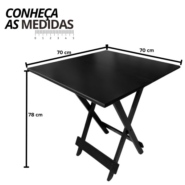 02 mesa dobravel 70x70 retratil de mdf preta