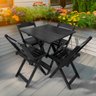 08 conjunto mesa dobravel 70x70 madeira com 4 cadeiras