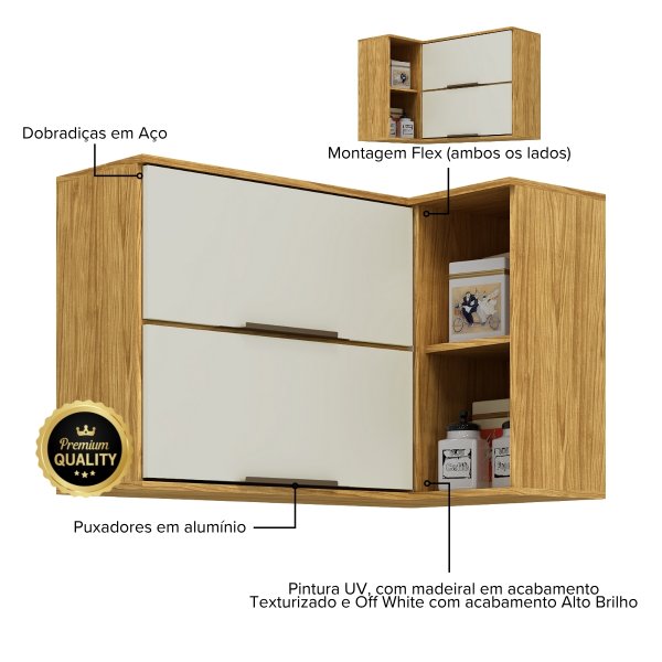 08 modulo de cozinha aereo de canto 2 portas 2 nichos verace