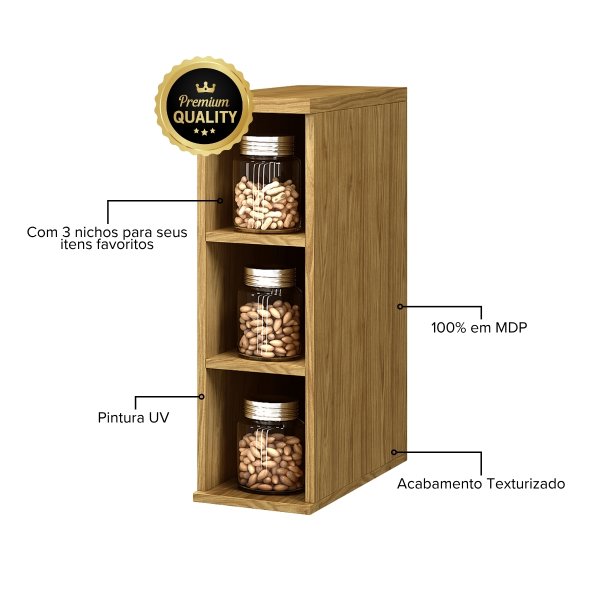 01 modulo de cozinha para balcao 3 nichos 20cm verace