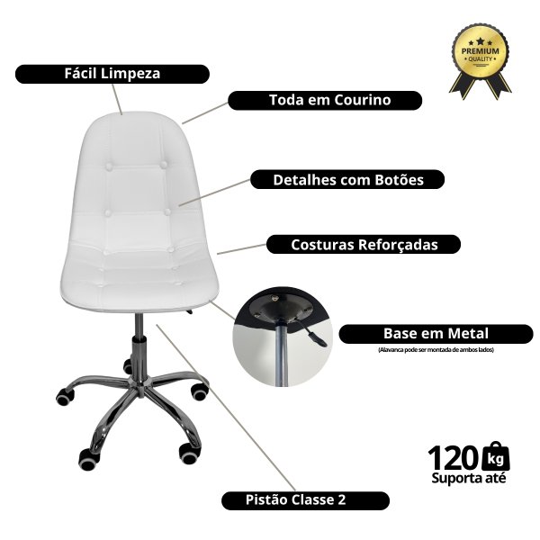 03 cadeira estofada com base giratoria escritorio office botone
