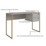 03 escrivaninha mesa de computador industrial 2 gavetas arenas dourado