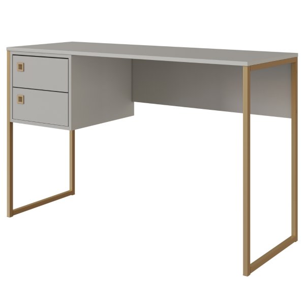04 escrivaninha mesa de computador industrial 2 gavetas arenas dourado