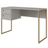 04 escrivaninha mesa de computador industrial 2 gavetas arenas dourado