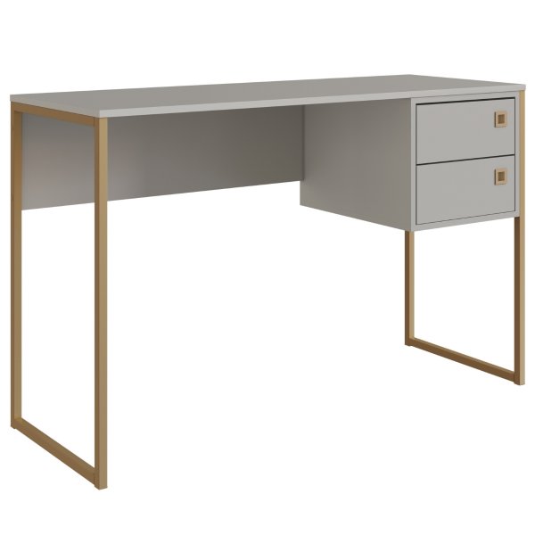 05 escrivaninha mesa de computador industrial 2 gavetas arenas dourado