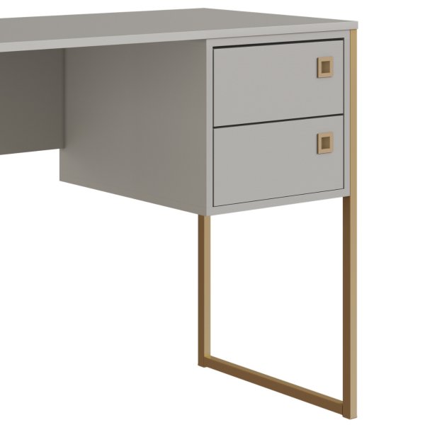 06 escrivaninha mesa de computador industrial 2 gavetas arenas dourado