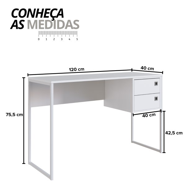 09 escrivaninha mesa de computador industrial 2 gavetas arenas dourado