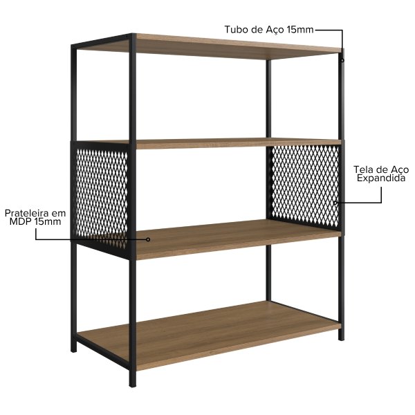 10 estante industrial e aparador com 3 prateleiras arenas dourado