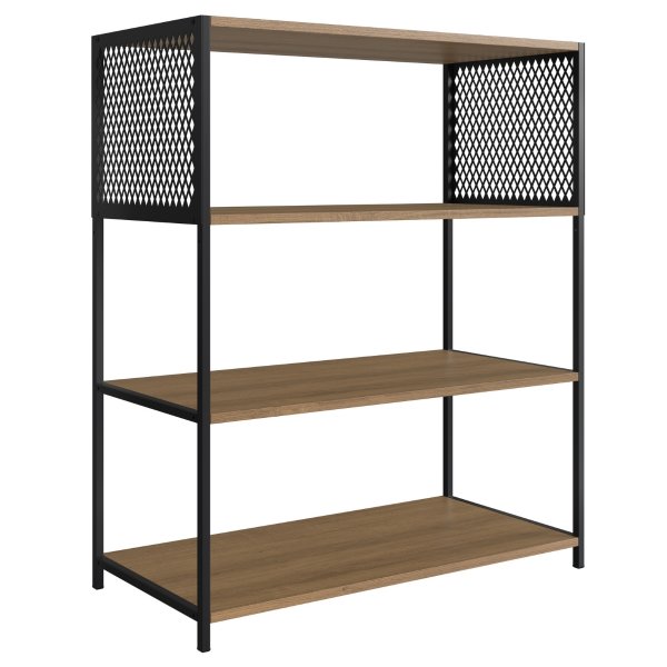 12 estante industrial e aparador com 3 prateleiras arenas dourado