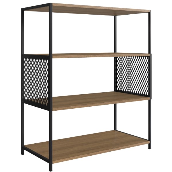 13 estante industrial e aparador com 3 prateleiras arenas dourado