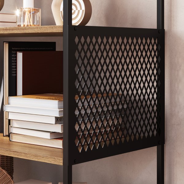 14 estante industrial e aparador com 3 prateleiras arenas dourado