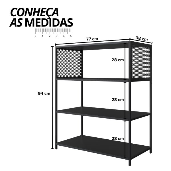 16 estante industrial e aparador com 3 prateleiras arenas dourado