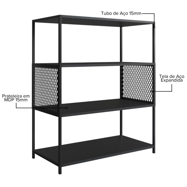 17 estante industrial e aparador com 3 prateleiras arenas dourado