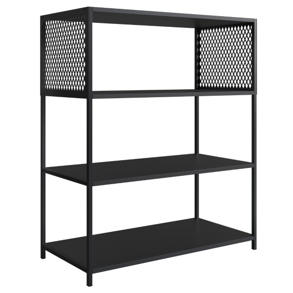 19 estante industrial e aparador com 3 prateleiras arenas dourado