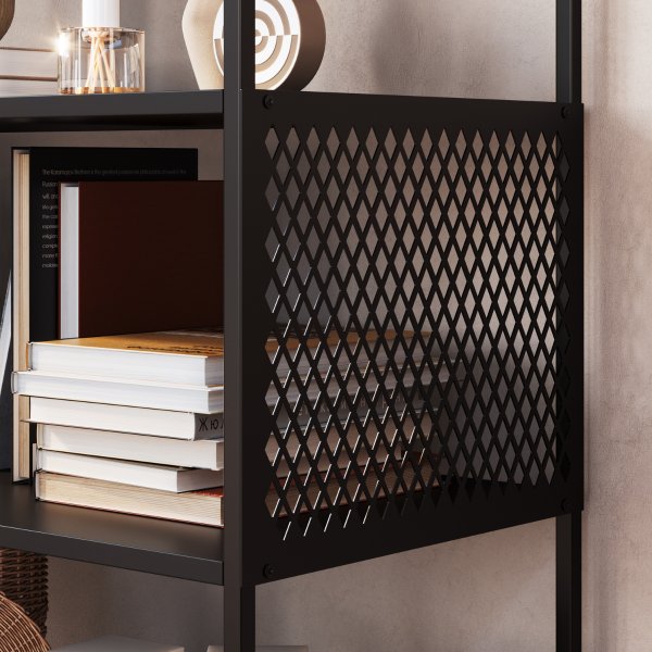 21 estante industrial e aparador com 3 prateleiras arenas dourado