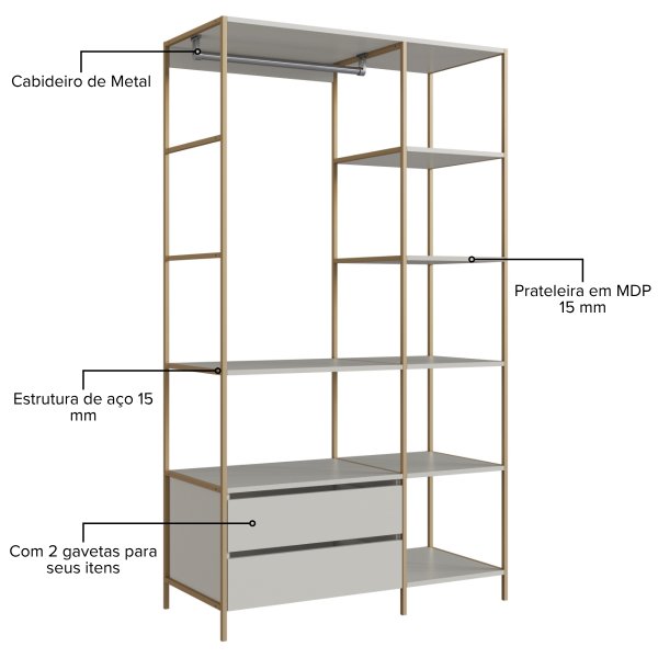 10 closet industrial com estrutura metalica arenas dourado