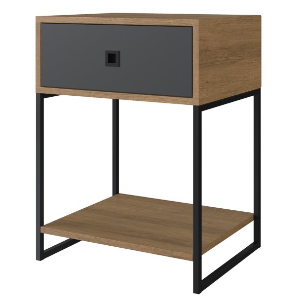 18 mesa de cabeceira e apoio lateral industrial com gaveta arenas dourado