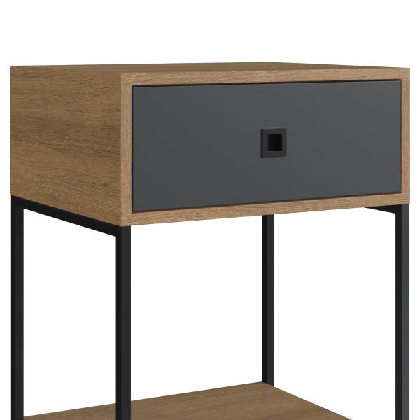 20 mesa de cabeceira e apoio lateral industrial com gaveta arenas dourado