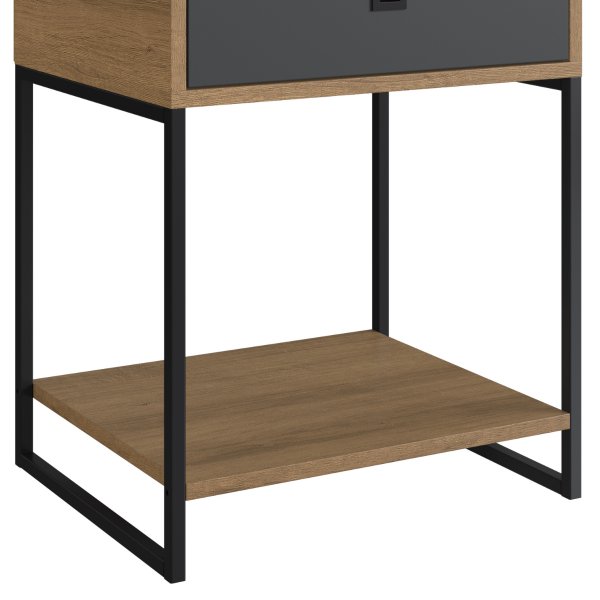 21 mesa de cabeceira e apoio lateral industrial com gaveta arenas dourado