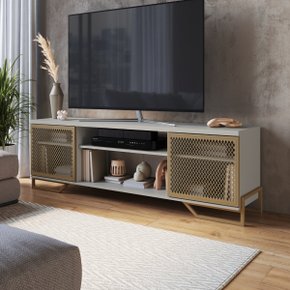 01 rack industrial com 2 portas e estrutura de metal arenas dourado