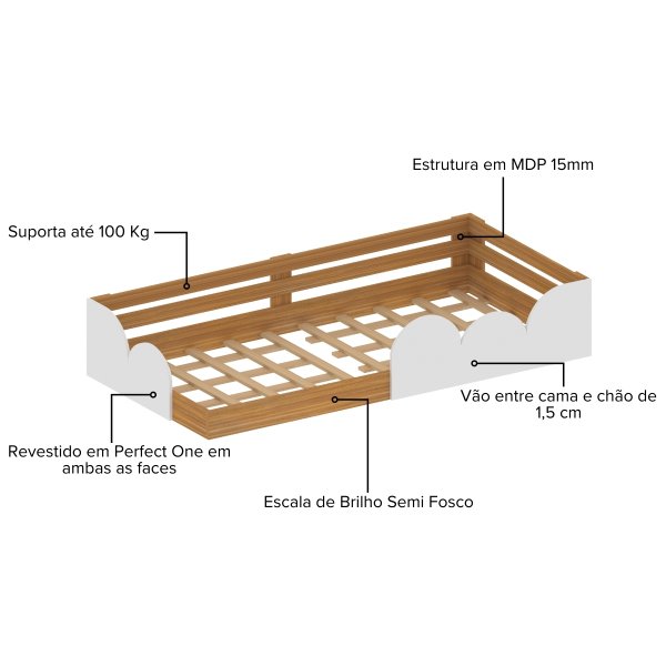 09 cama infantil montessoriana solteiro cloud verde
