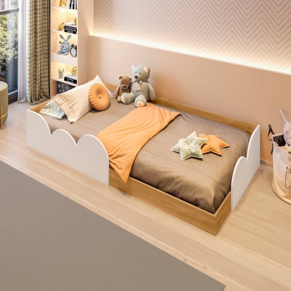 10 cama infantil montessoriana solteiro cloud verde