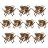 01 kit 10 conjuntos mesas dobraveis 70x70 mdf com 4 cadeiras imbuia