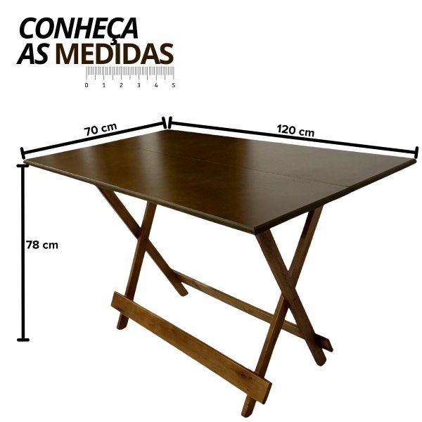 17 conjunto mesa dobravel 120x70 mdf com 6 cadeiras mds