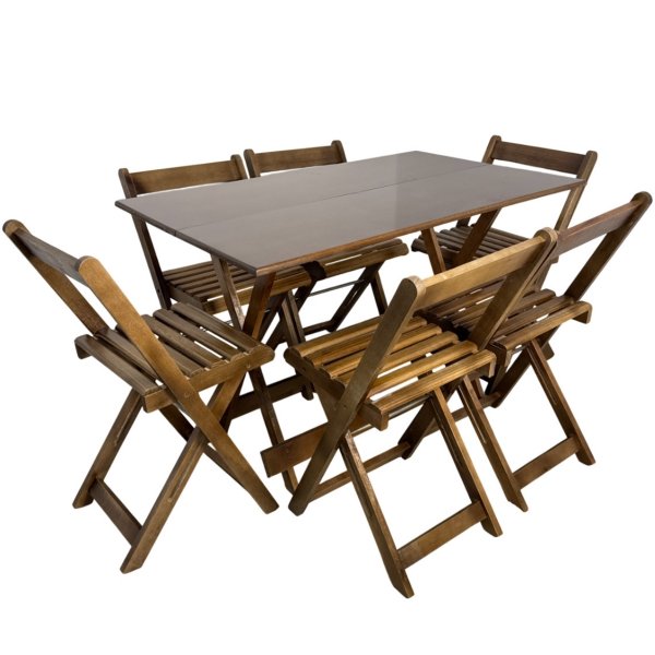 20 conjunto mesa dobravel 120x70 mdf com 6 cadeiras mds