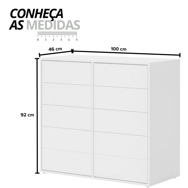 02 comoda para quarto 10 gavetas melinda