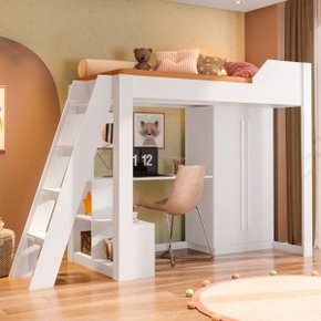 01 cama alta com escrivaninha office e roupeiro vivace