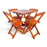 04 conjunto mesa dobravel 70x70 madeira com 4 cadeiras mel
