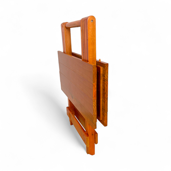 05 conjunto mesa dobravel 70x70 madeira com 4 cadeiras mel