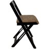 25 cadeira dobravel retratil preta de madeira com estofado marrom