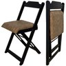 26 cadeira dobravel retratil preta de madeira com estofado marrom