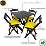 04 conjunto mesa dobravel 70x70 preto c 4 cadeiras estofadas verde
