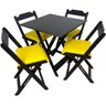 05 conjunto mesa dobravel 70x70 preto c 4 cadeiras estofadas verde