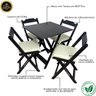 08 conjunto mesa dobravel 70x70 preto c 4 cadeiras estofadas verde