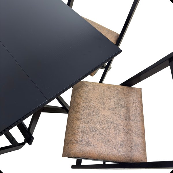 20 conjunto mesa dobravel 70x70 preto c 4 cadeiras estofadas verde