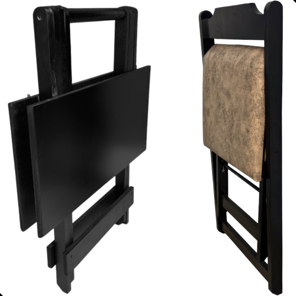 21 conjunto mesa dobravel 70x70 preto c 4 cadeiras estofadas verde