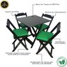 32 conjunto mesa dobravel 70x70 preto c 4 cadeiras estofadas verde